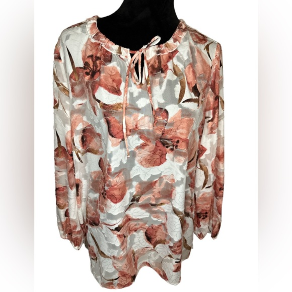 Dennis Basso Peasant Top with a Burnout Design Size 12